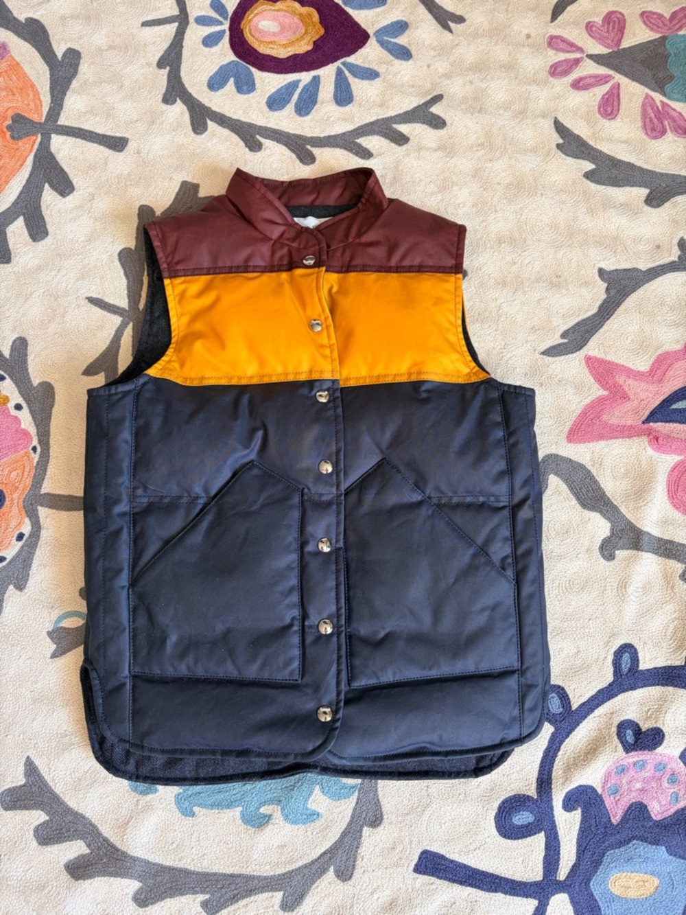 Gabriela Hearst Vest in Navy, Mustard & Burgundy